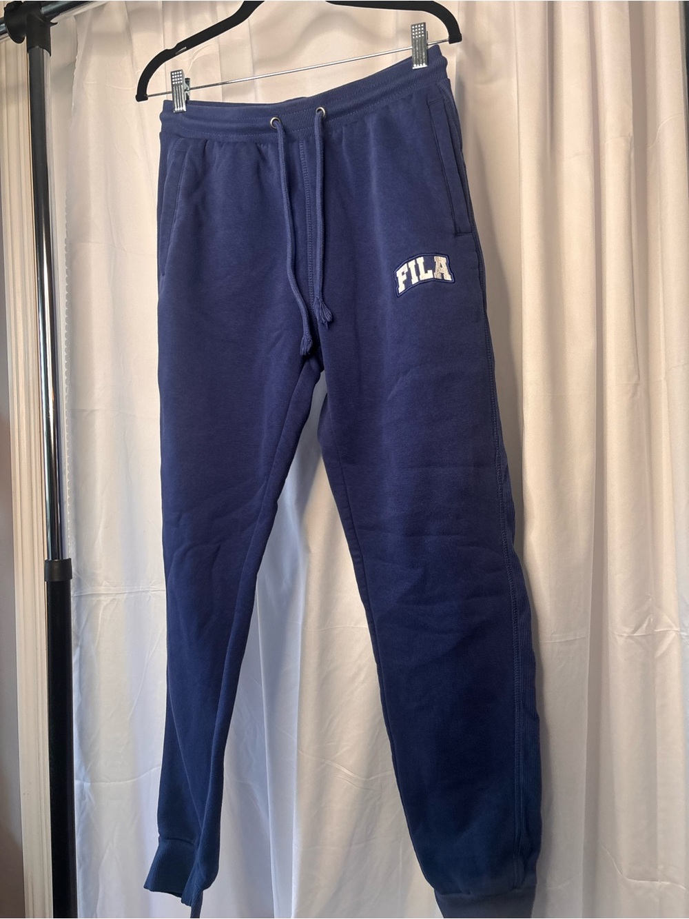 Fila Men's Navy Blue Logo Joggers with Drawstring